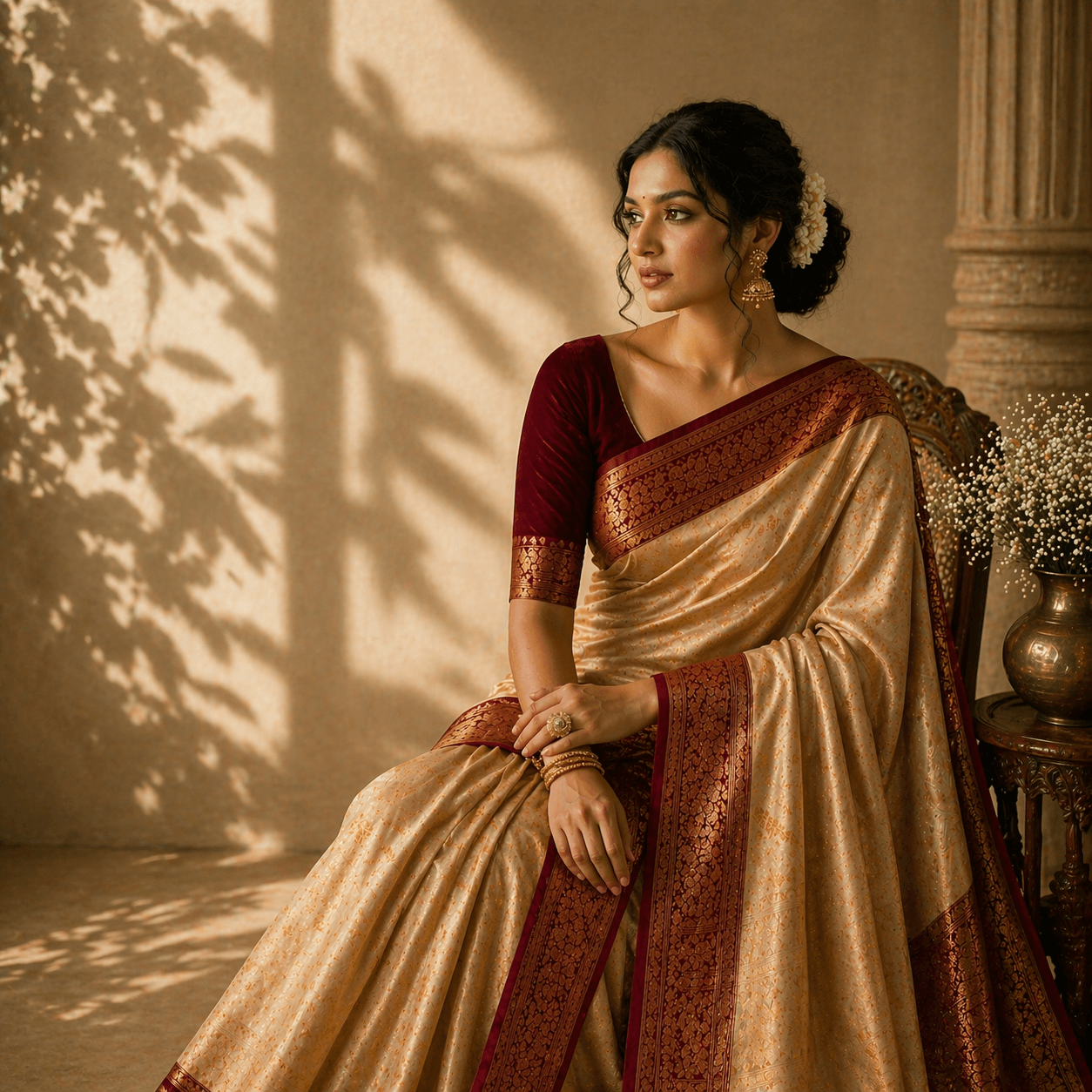 Handloom saree drape, featured piece