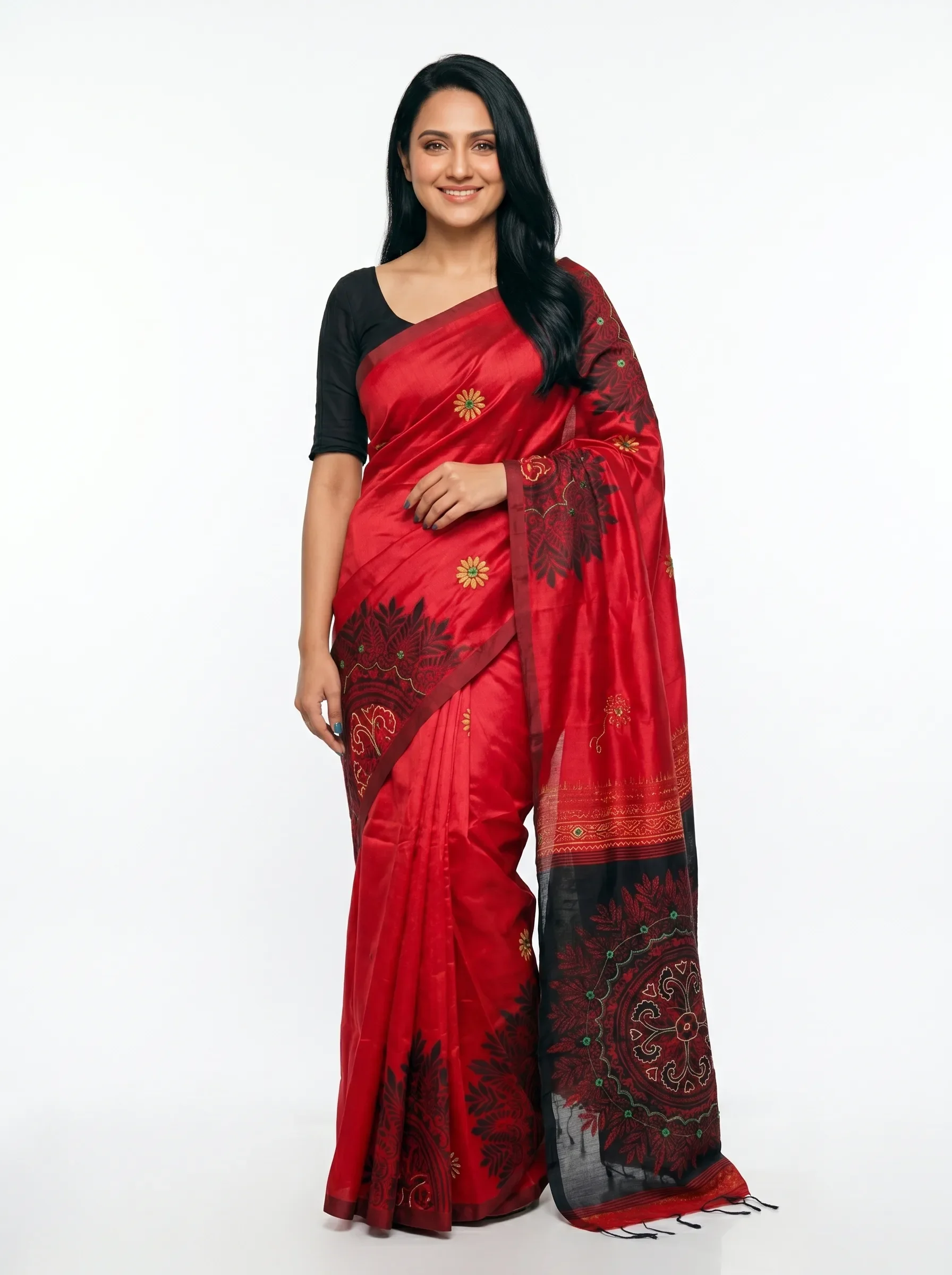 Crimson Noir Silk Saree