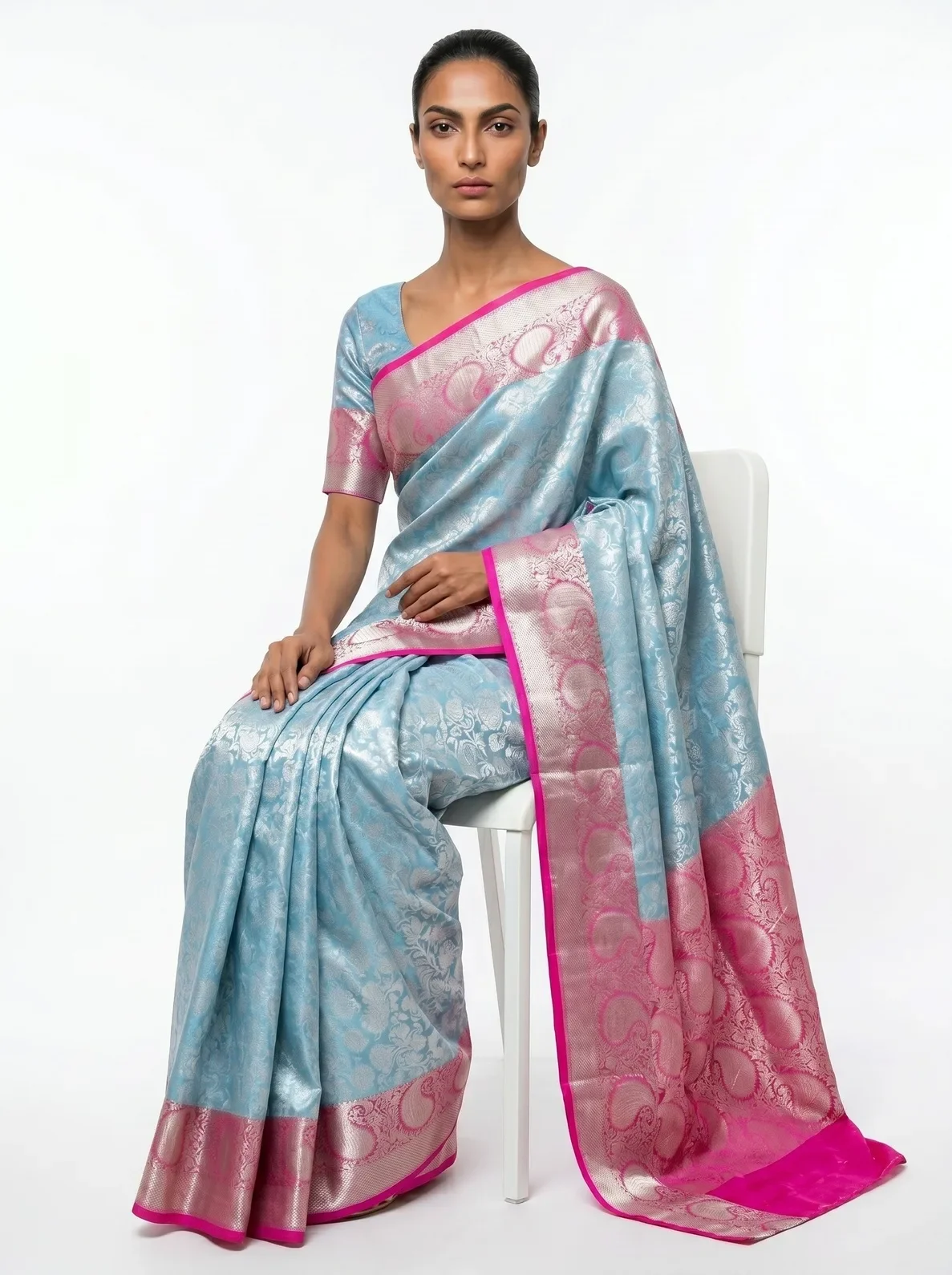 Dual Tone Kanjivaram Silk Saree – Zari Border Edition