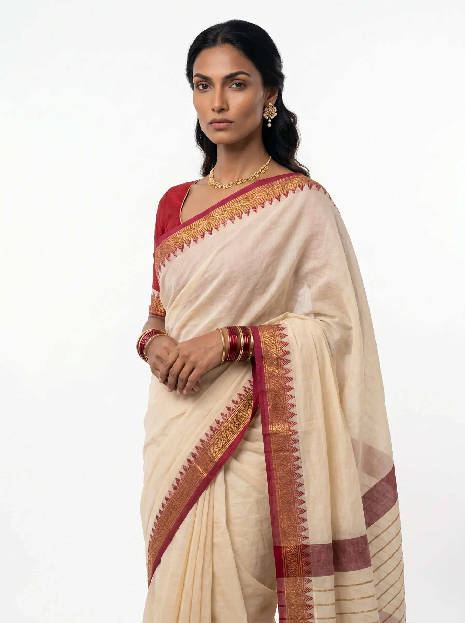 Ivory Cotton Silk Saree – Zari Border Edition