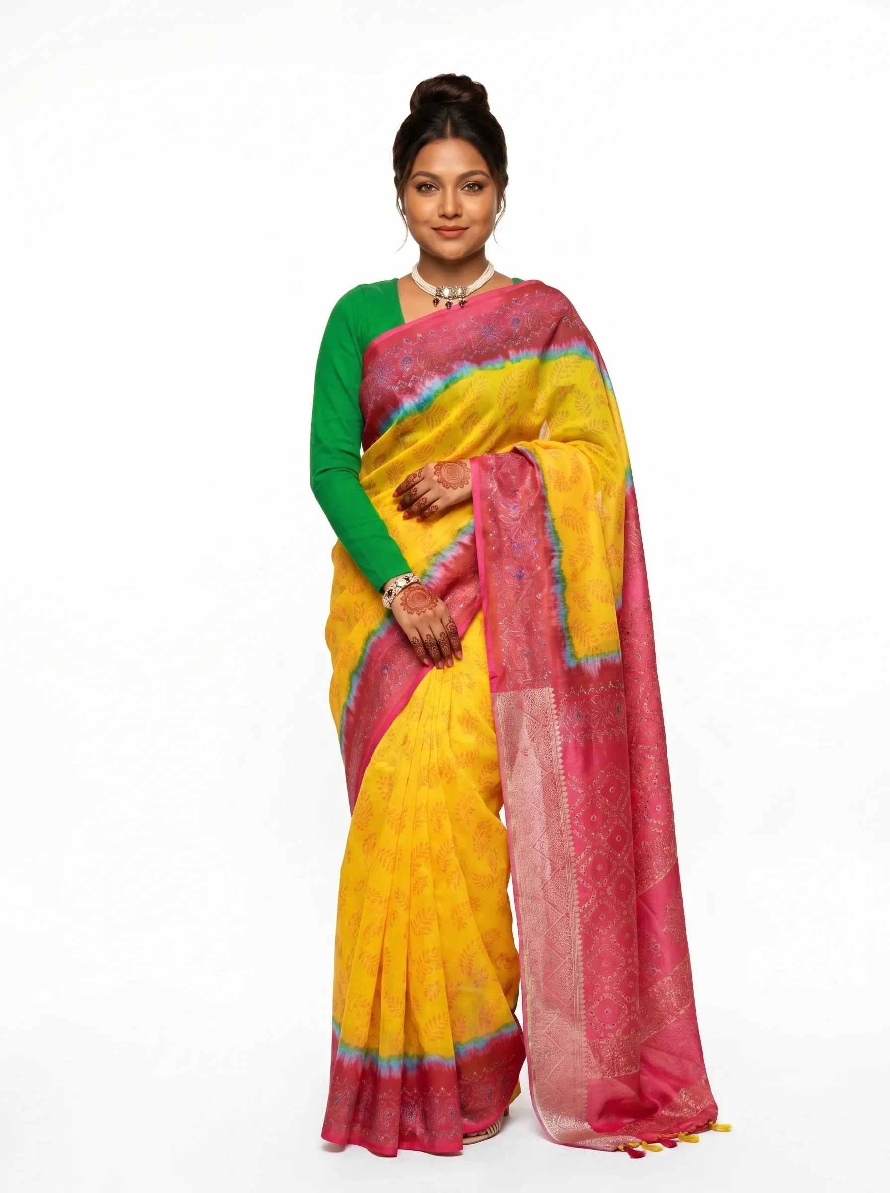 Sunlit Yellow Printed Saree