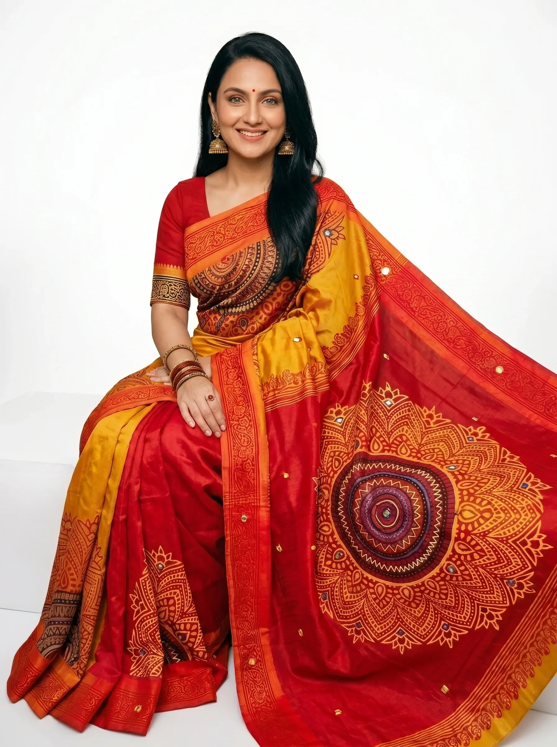 Vermilion Aura Silk Saree